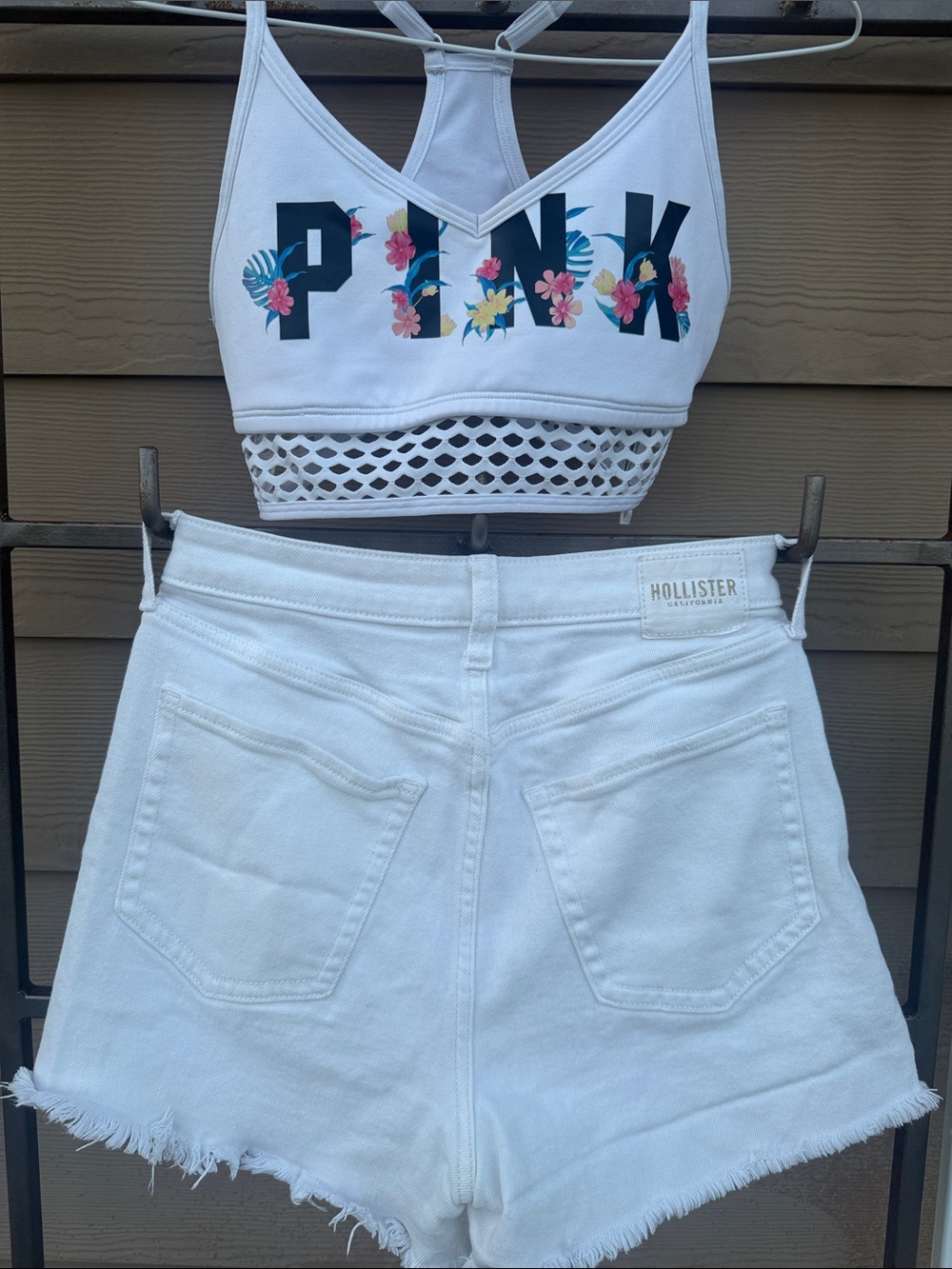 Hollister White Frayed Hem Denim Shorts